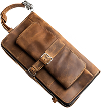 brown leather handbag