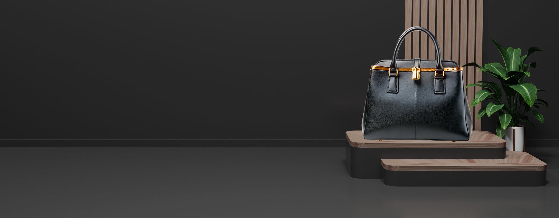 background image with black leather bag