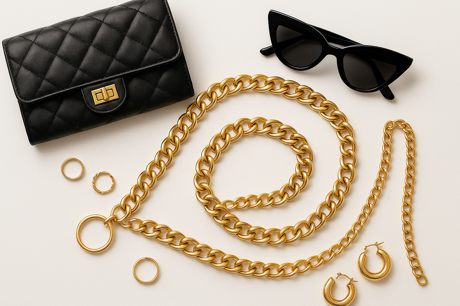 Belt with accessories flat lay