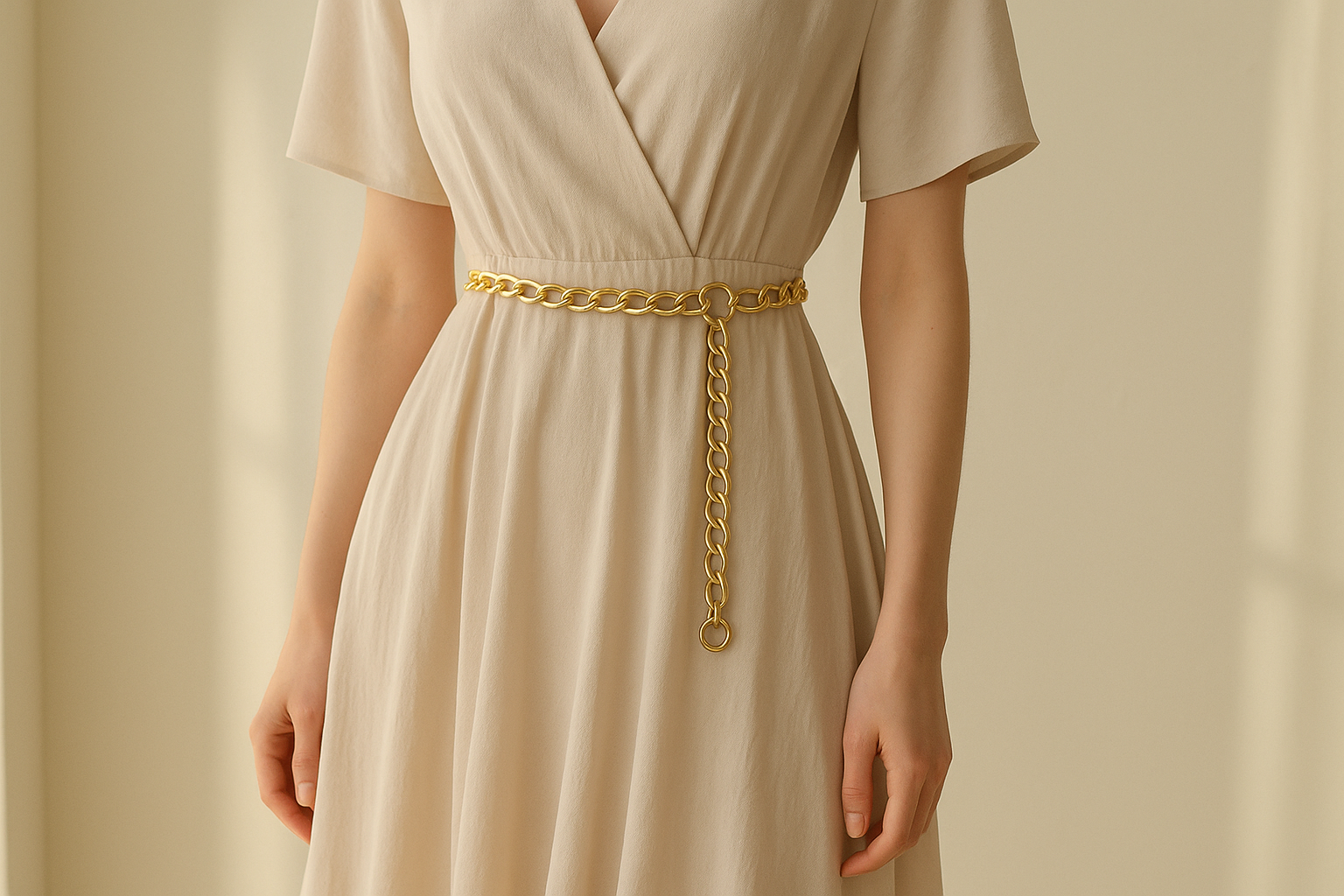 Belt worn with dress