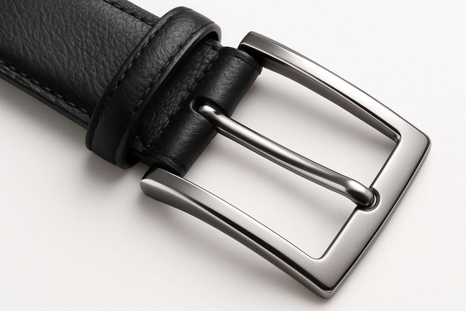 Black leather belt detail shot