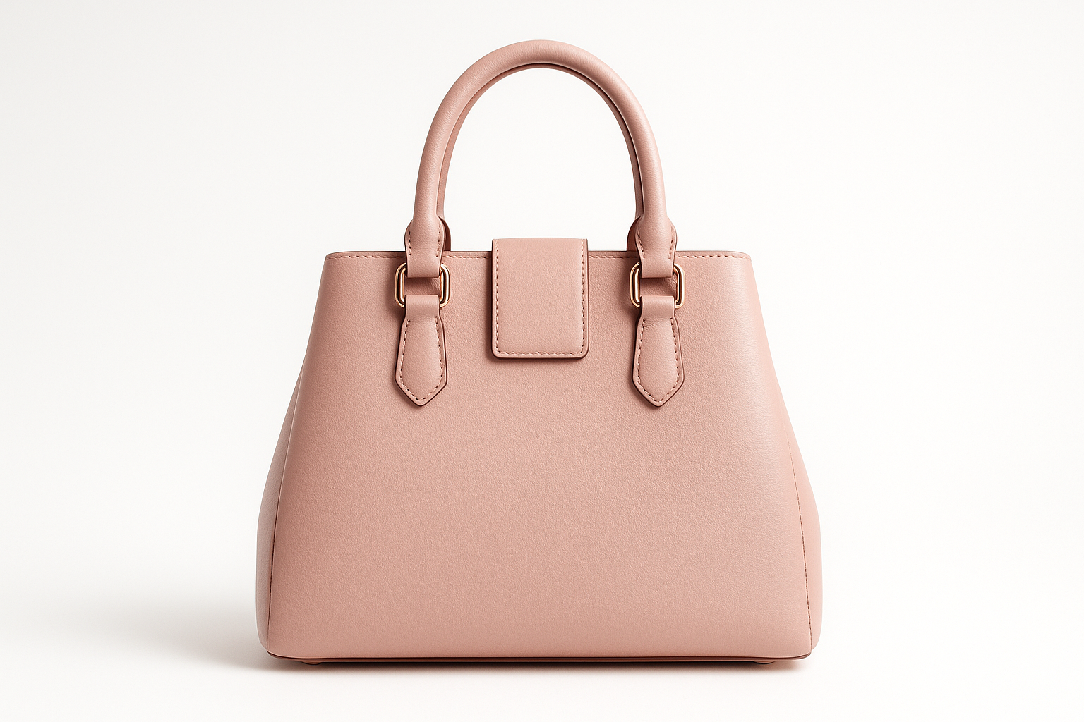 Blush pink leather handbag - front view