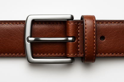 Brown leather belt detail shot