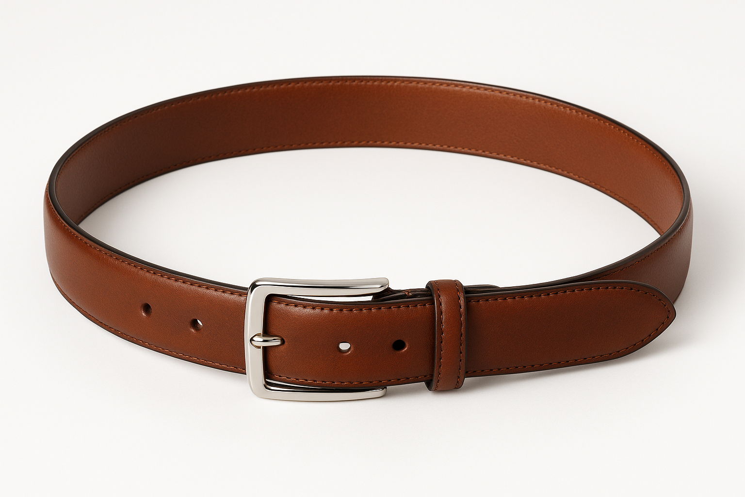 Brown leather belt full view