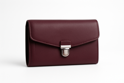 Burgundy women's wallet front view