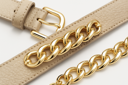 Chain belt detail close-up