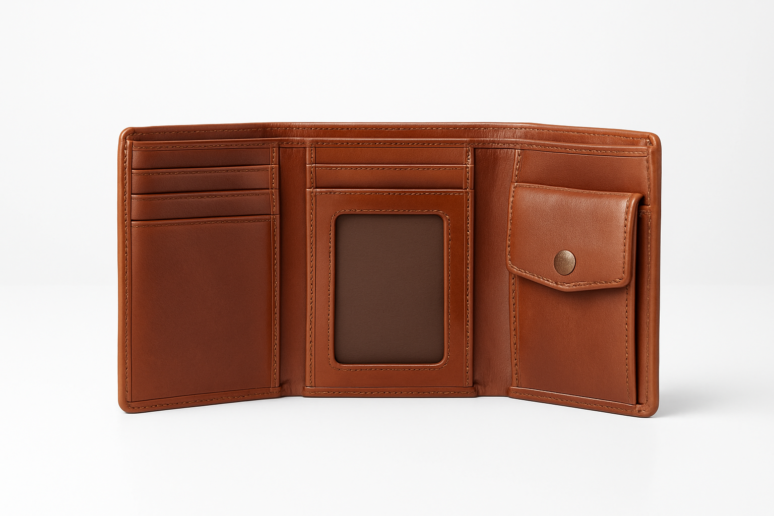 Cognac wallet interior view