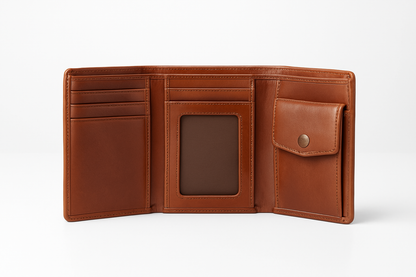 Cognac wallet interior view
