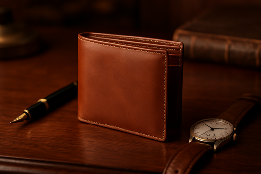Cognac wallet lifestyle shot