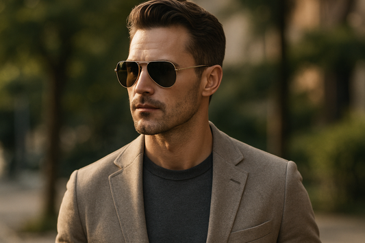 Man wearing premium aviator sunglasses - lifestyle shot