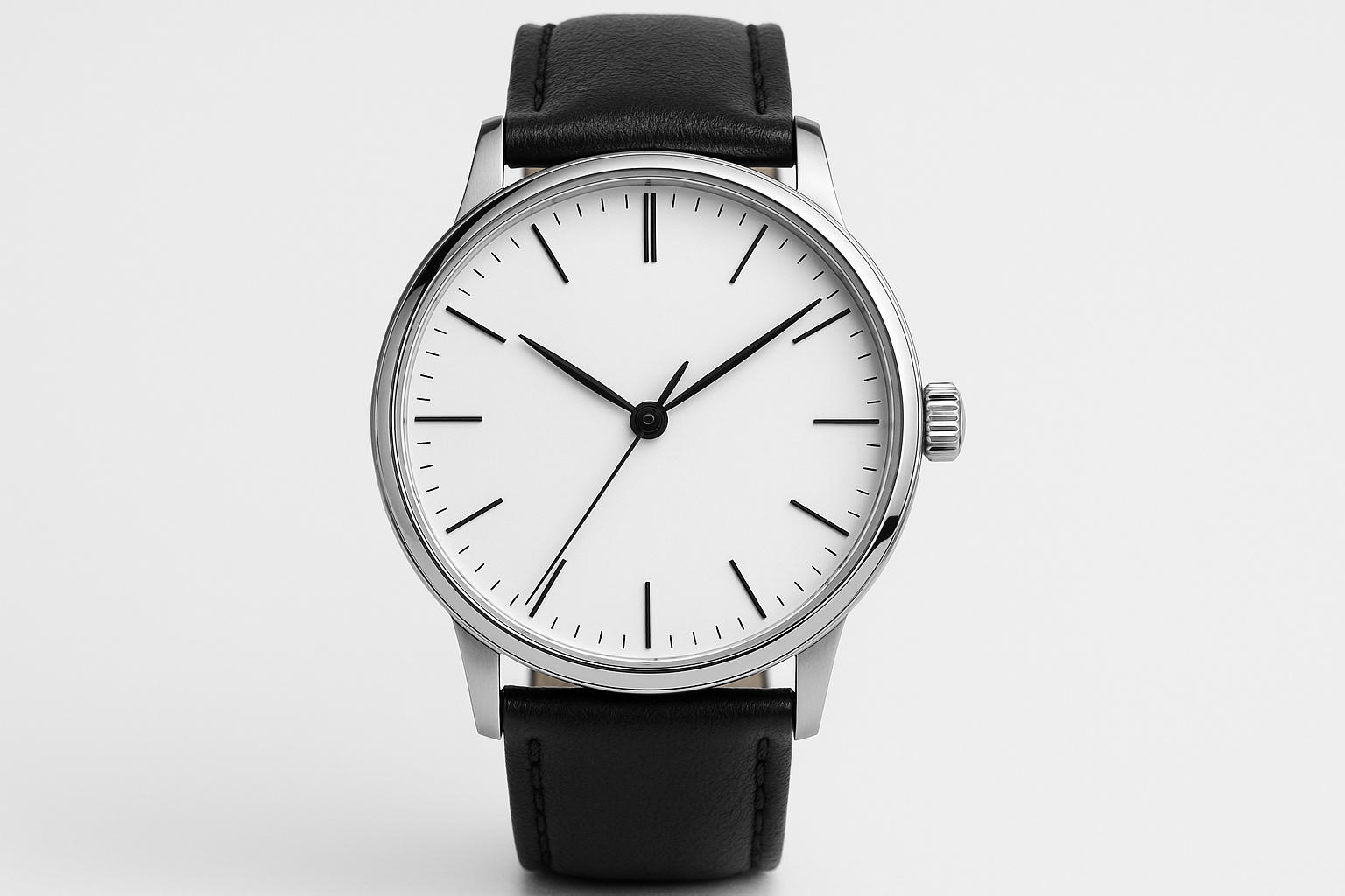 Men's Analog Watch - Black Leather Front