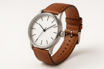 Men's Analog Watch - Brown Leather Side