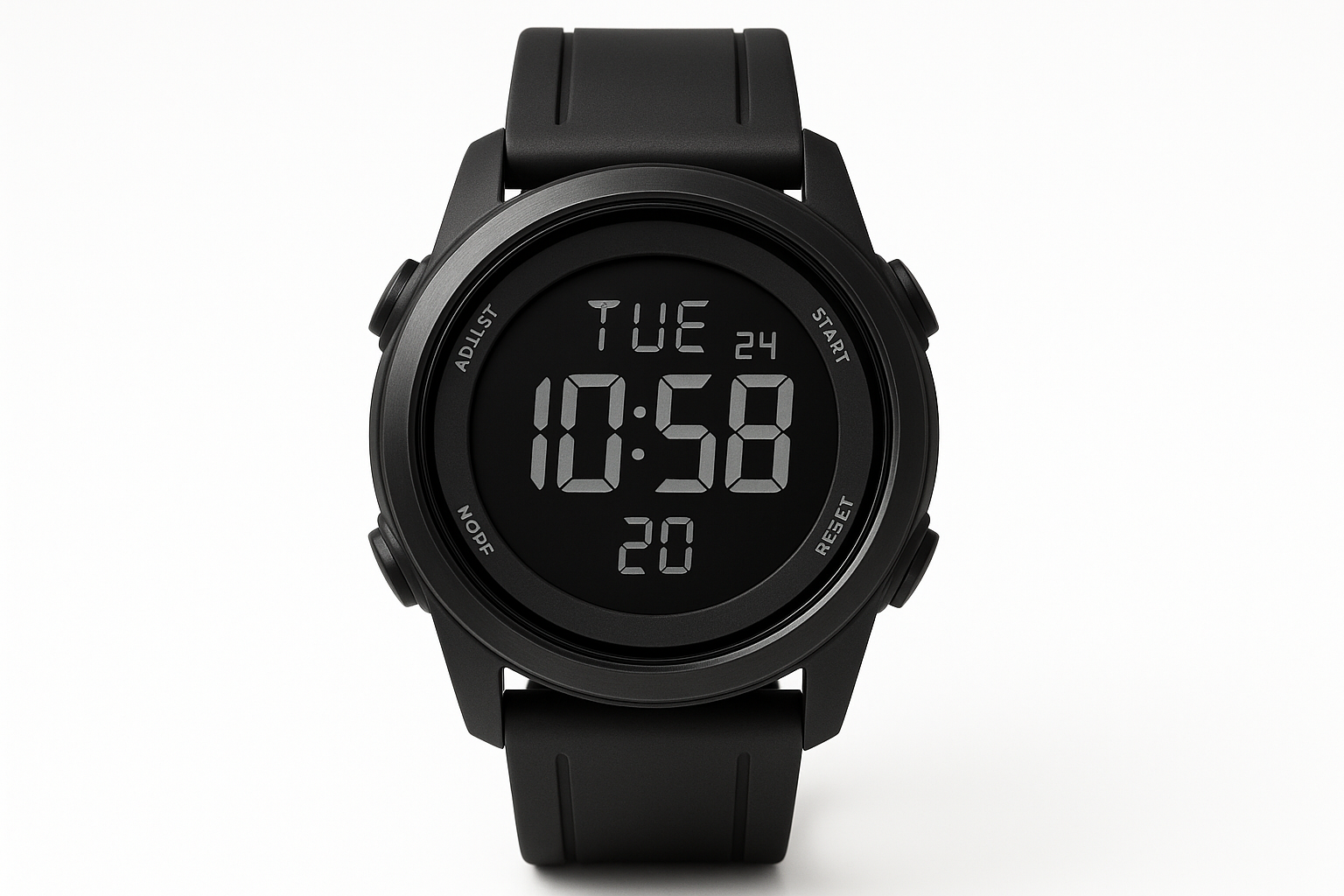 Men's Digital Watch - Black Strap Front