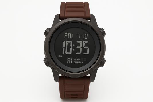 Men's Digital Watch - Brown Strap Front
