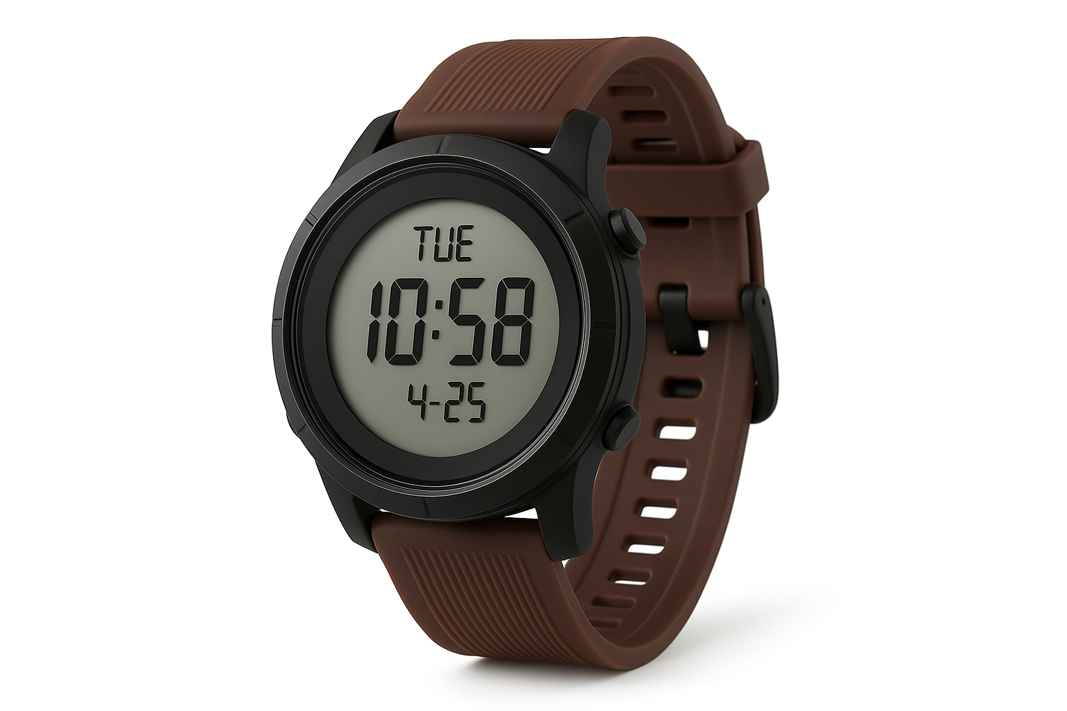 Men's Digital Watch - Brown Strap Side