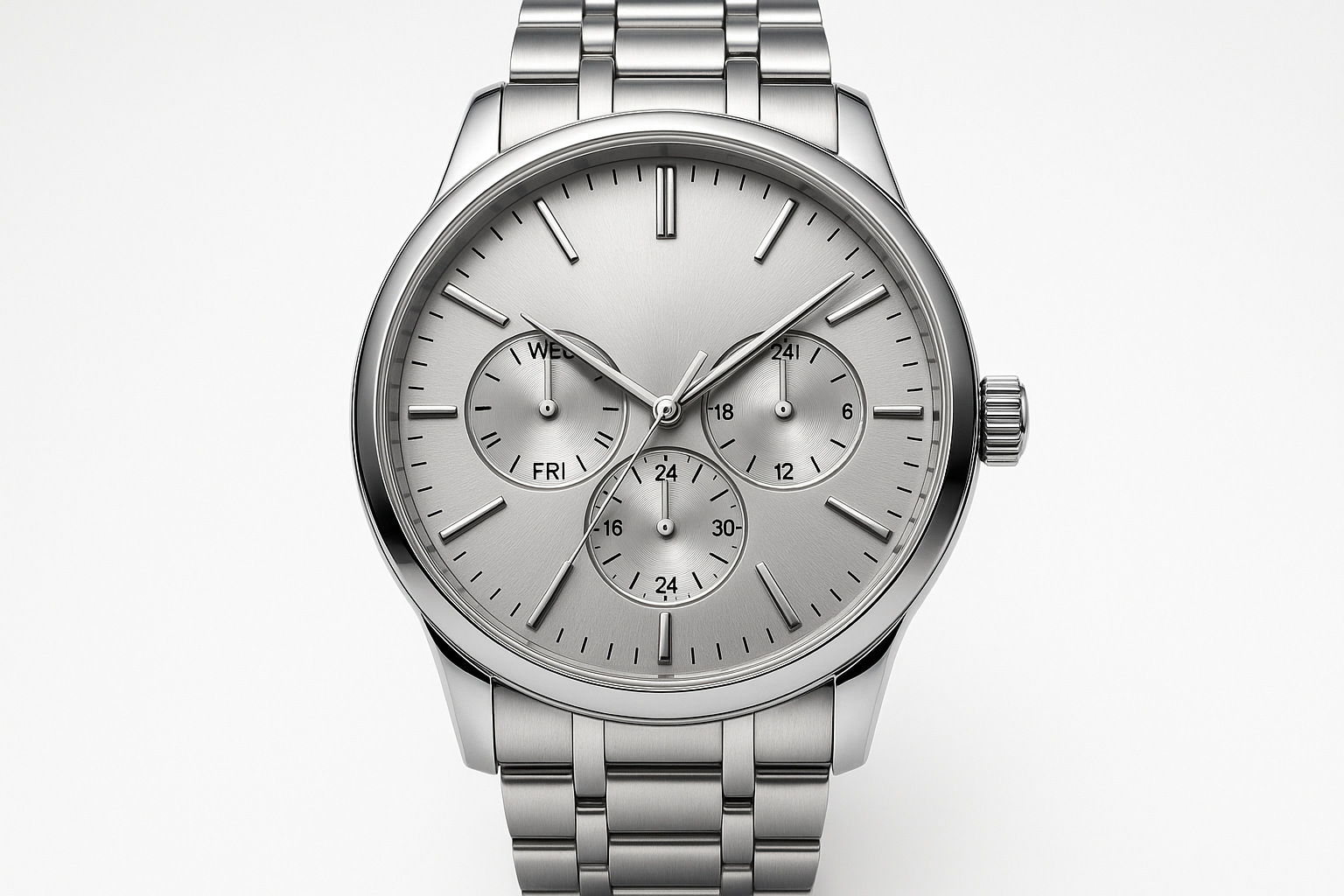 Men's Multifunction Steel Elegance Watch in Silver