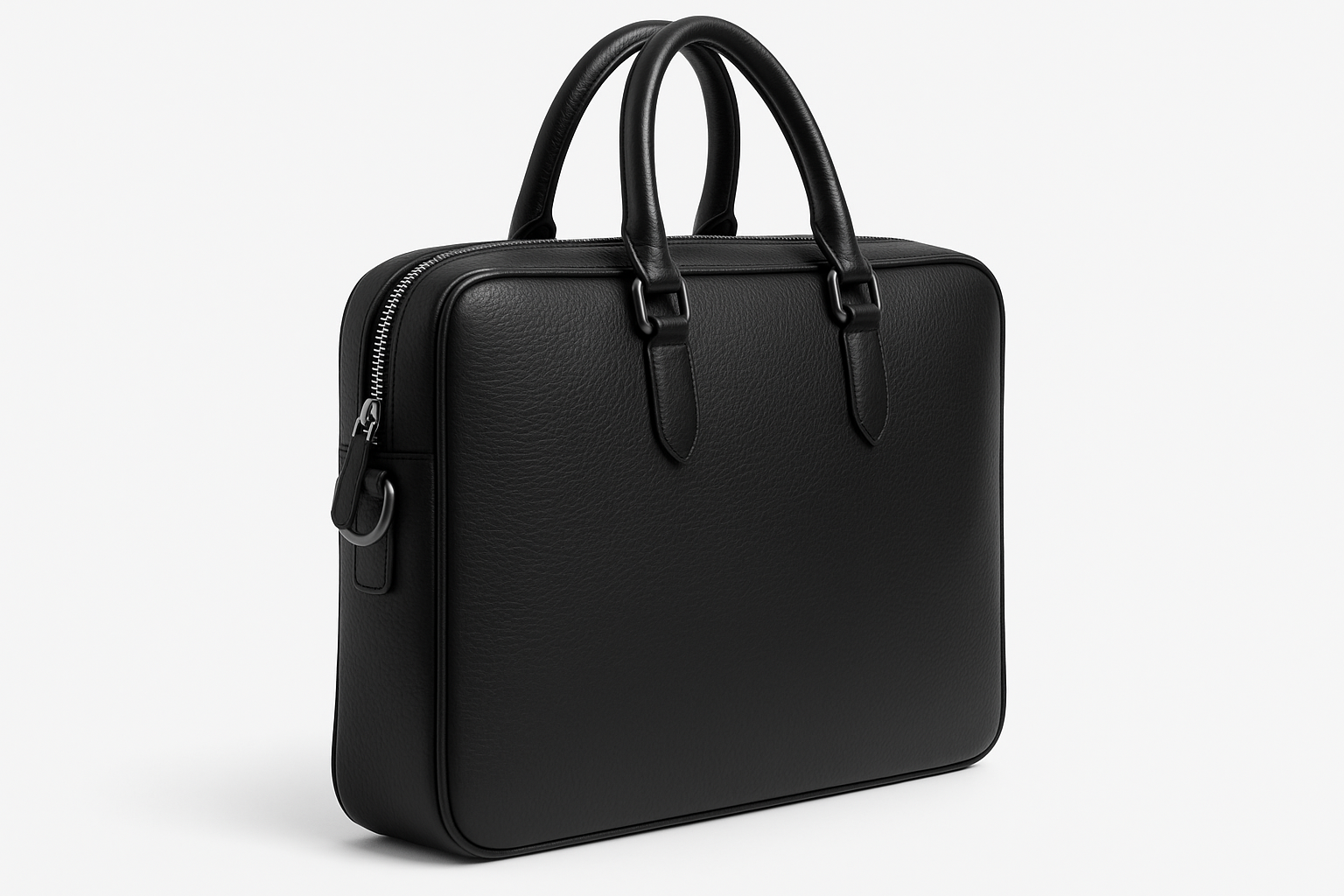 Men's Premium Leather Bag - Black Side