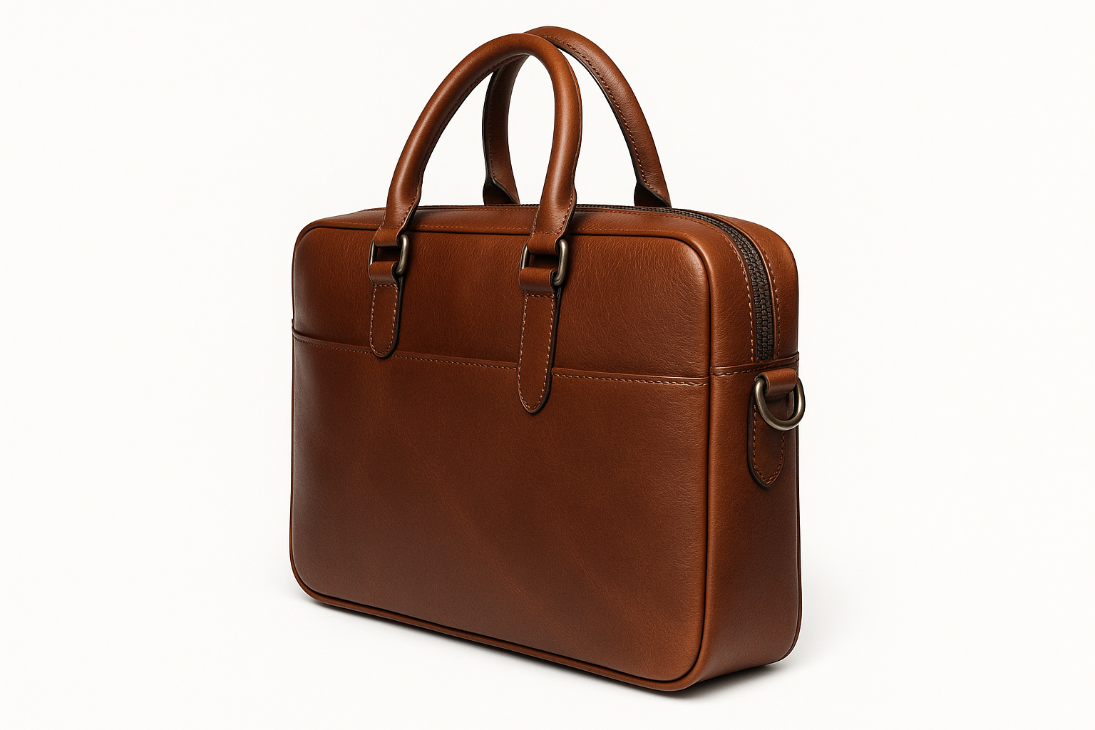 Men's Premium Leather Bag - Brown Side