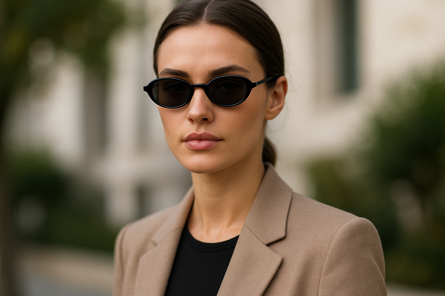Model wearing Classic Oval Sunglasses