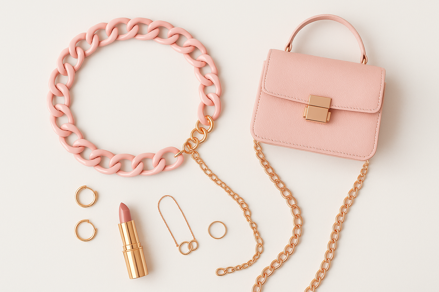 Pink belt with feminine accessories