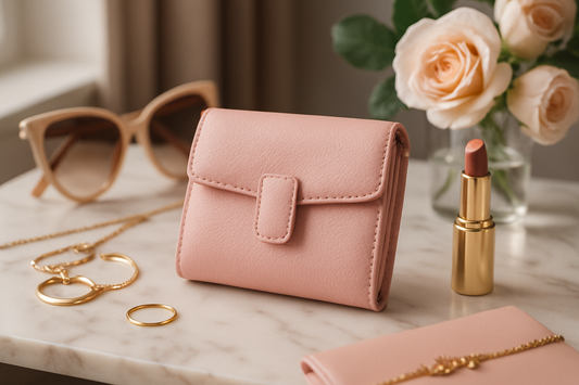 Pink women's wallet lifestyle shot