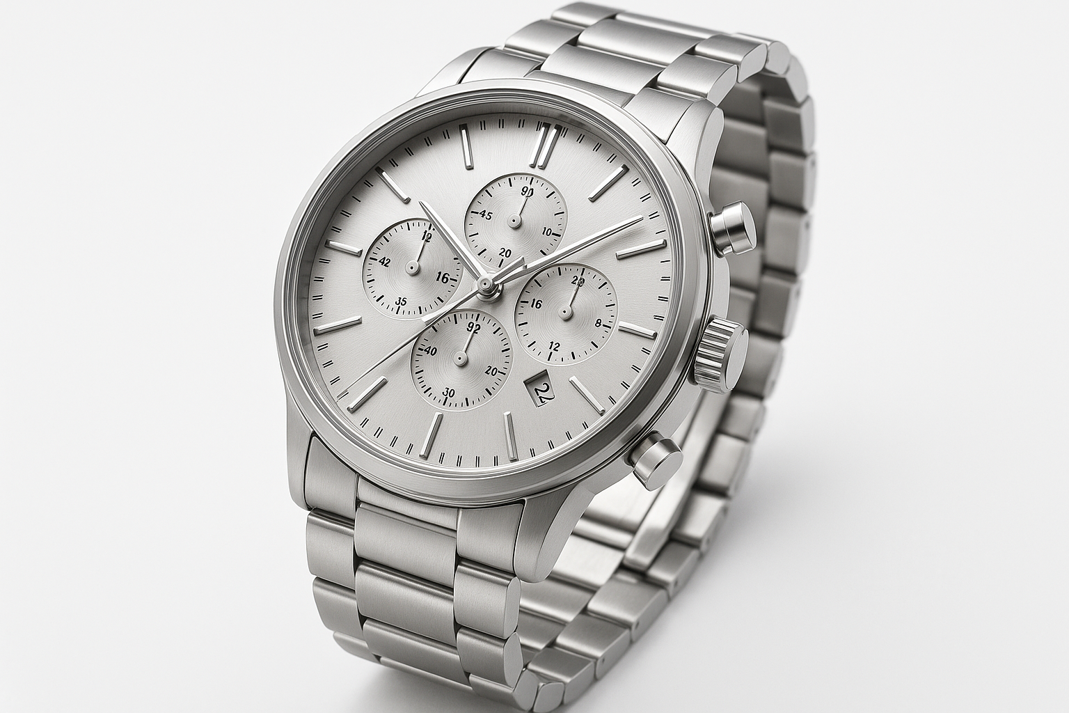 Silver Watch - Three-Quarter View