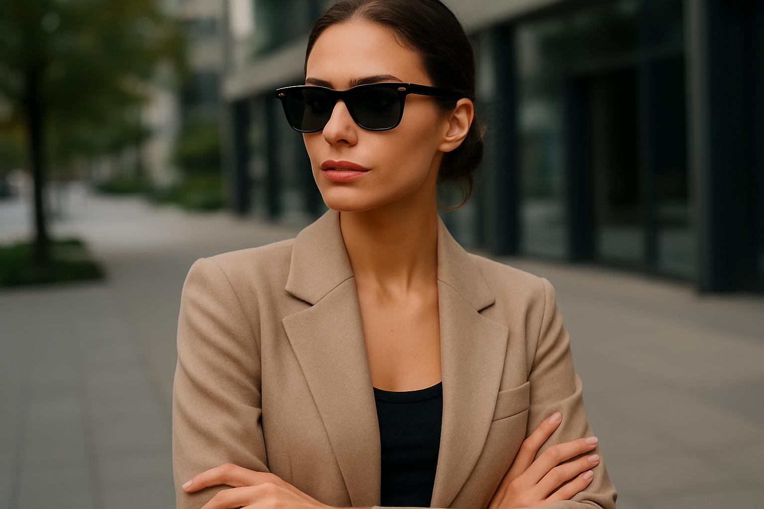 Woman wearing wayfarer sunglasses - urban style