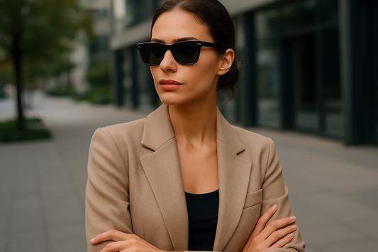 Woman wearing wayfarer sunglasses - urban style