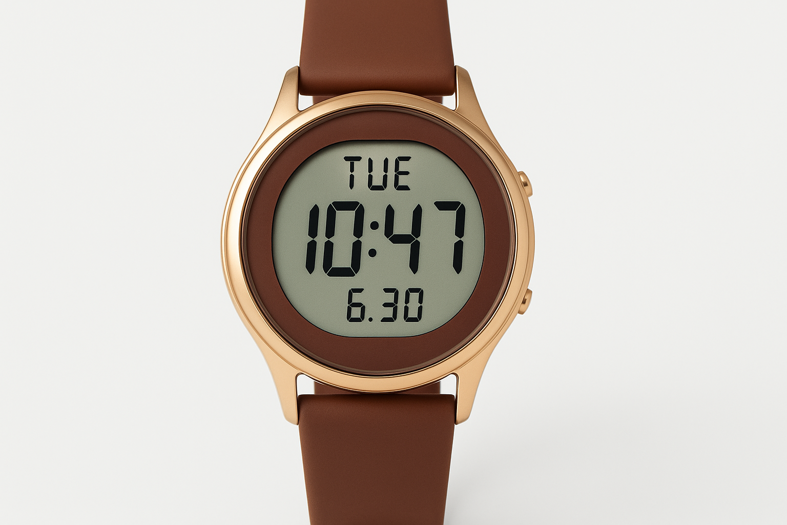 Women's Digital Watch - Brown Strap Front