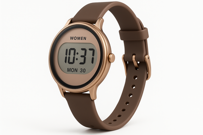 Women's Digital Watch - Brown Strap Side