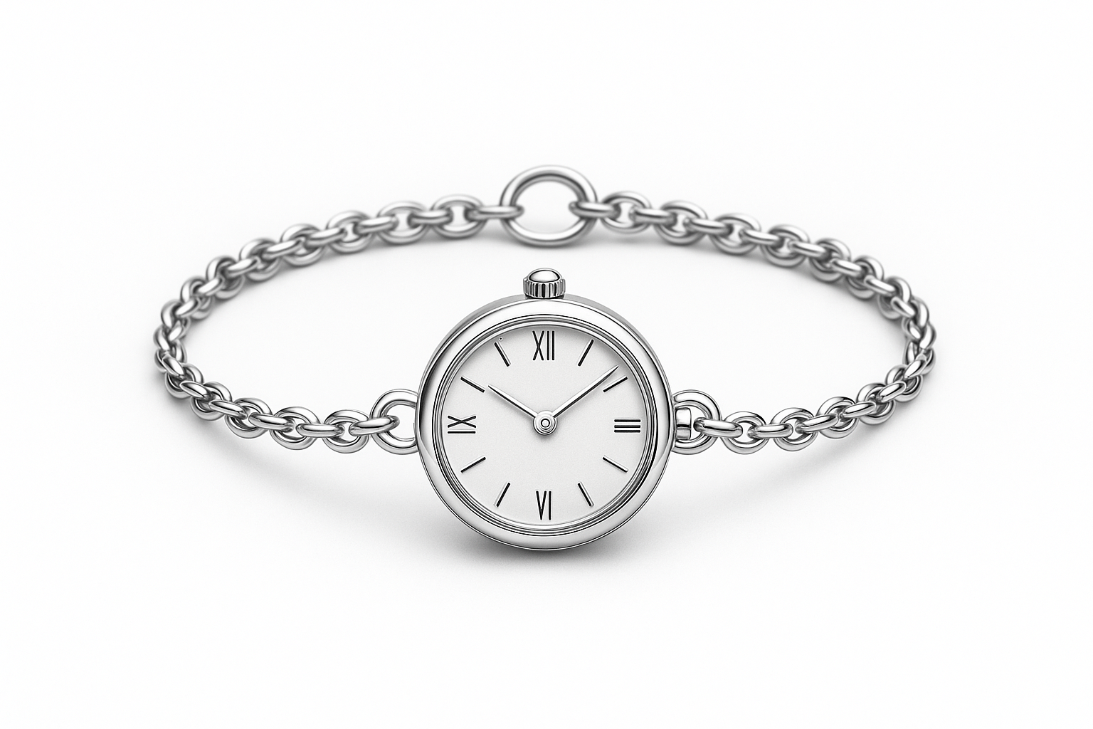 Women's Elegant Chain Watch - Silver Front