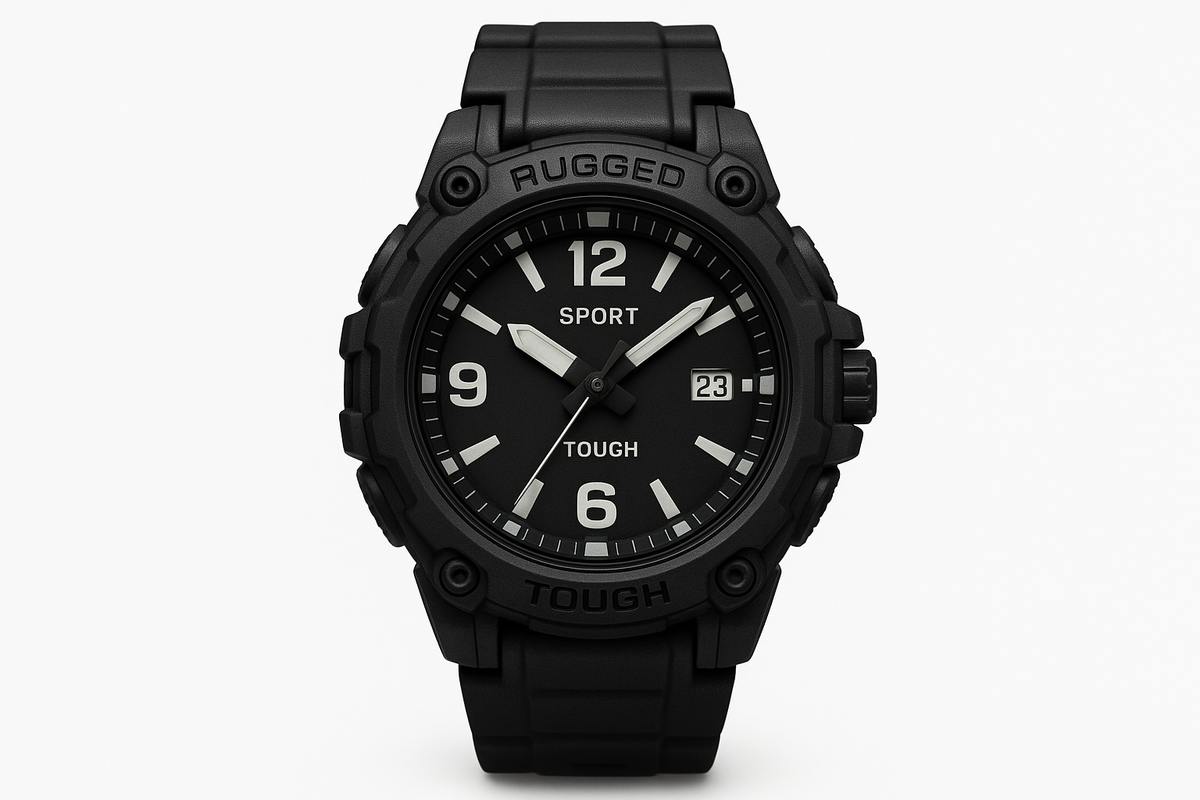 Women's Rugged Sports Watch - Black Strap Front