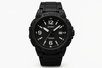 Women's Rugged Sports Watch - Black Strap Front